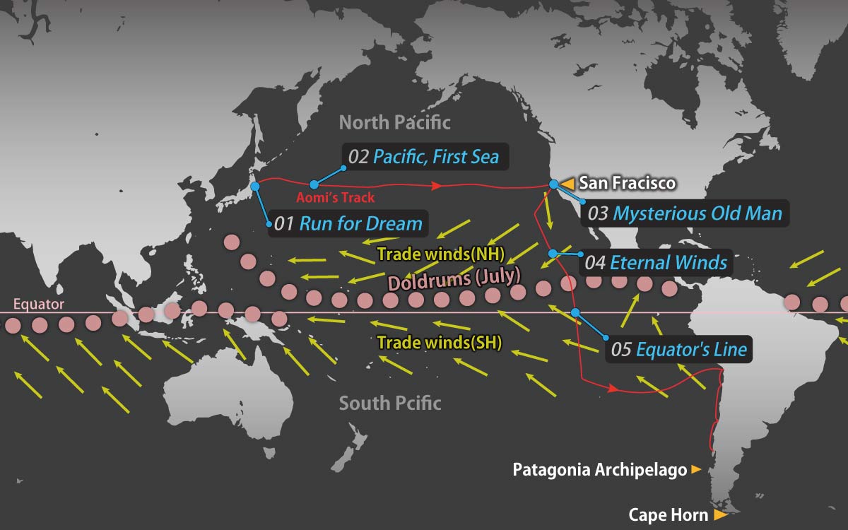 pacific map track of Aomi