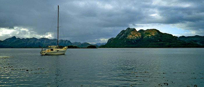strange mountain in the Strait of Magellan, Tamar Island, 